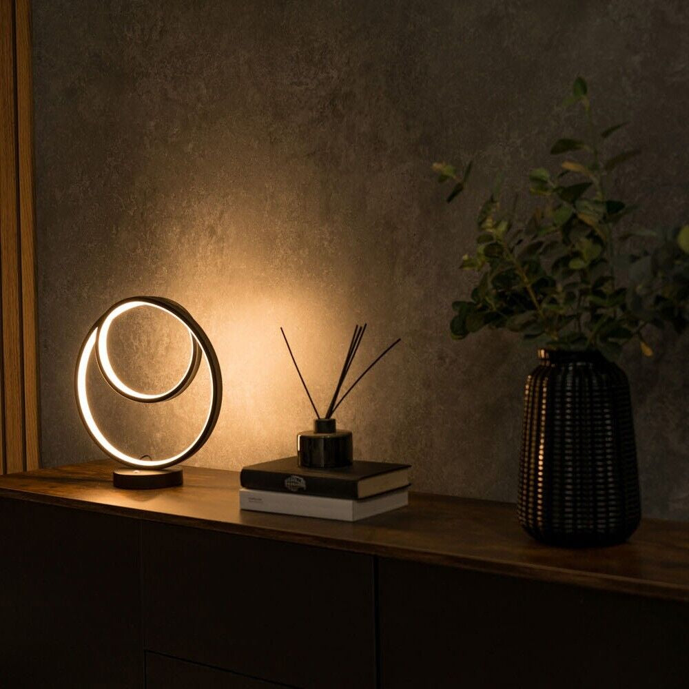 Black Loop Table Lamp Touch Light Integrated LED Warm White Bedside Living Room