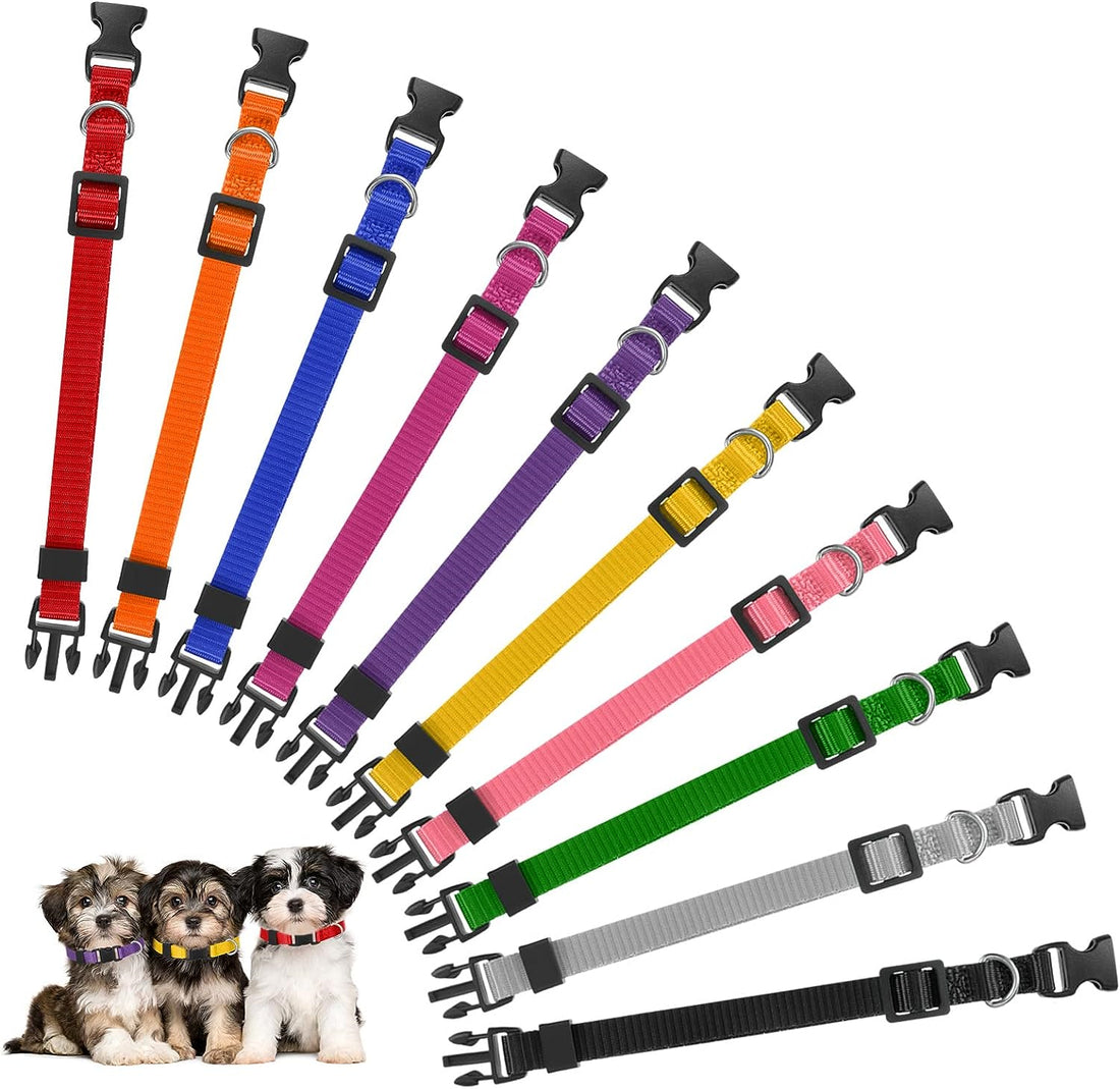 Yorgewd 10 Pack Puppy ID Collars, Push Lock Puppy Litter Collars Adjustable ID M