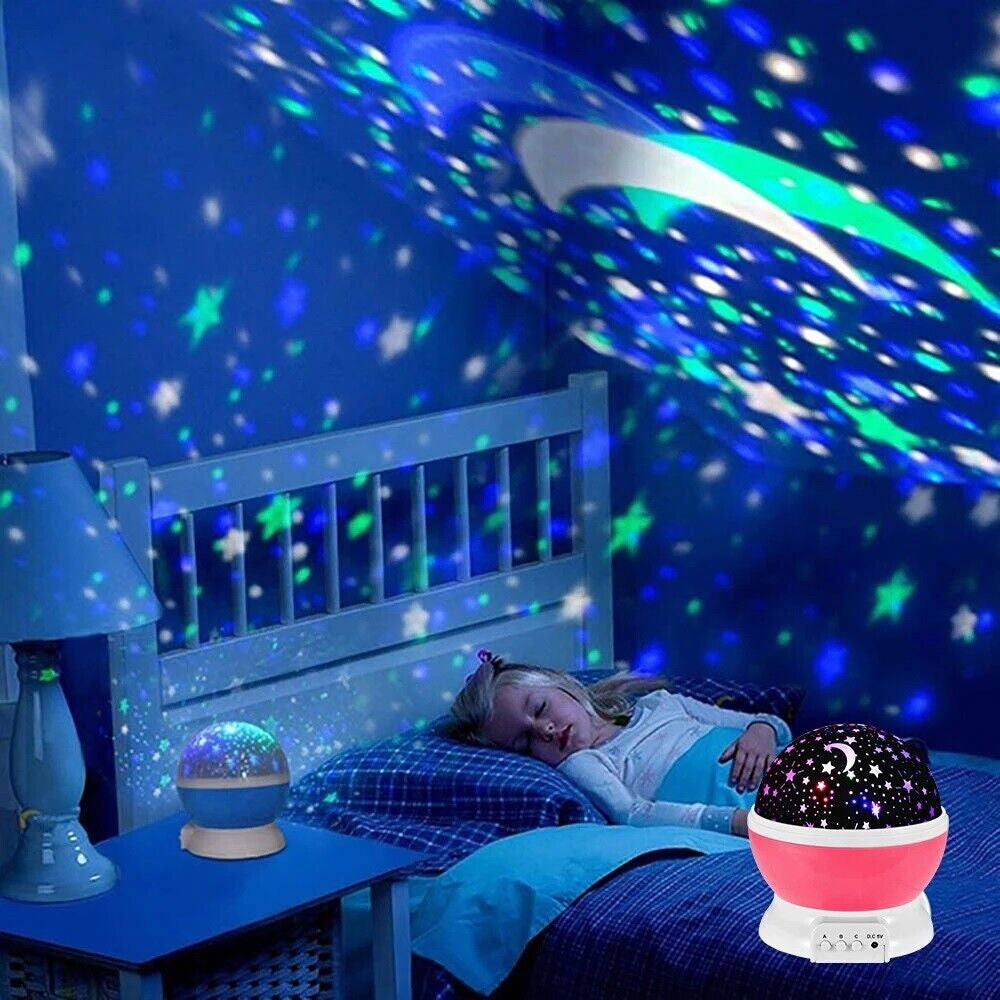 Starry Night Light Projector Star Sky Moon Lamp Kids Bedroom Lights Rotating LED