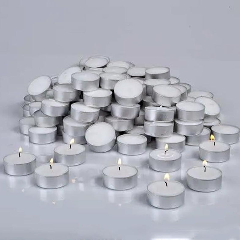 100 Tea Night Lights Candles 4 Hour Long Burn Unscented Tealights Nightlight 4HR