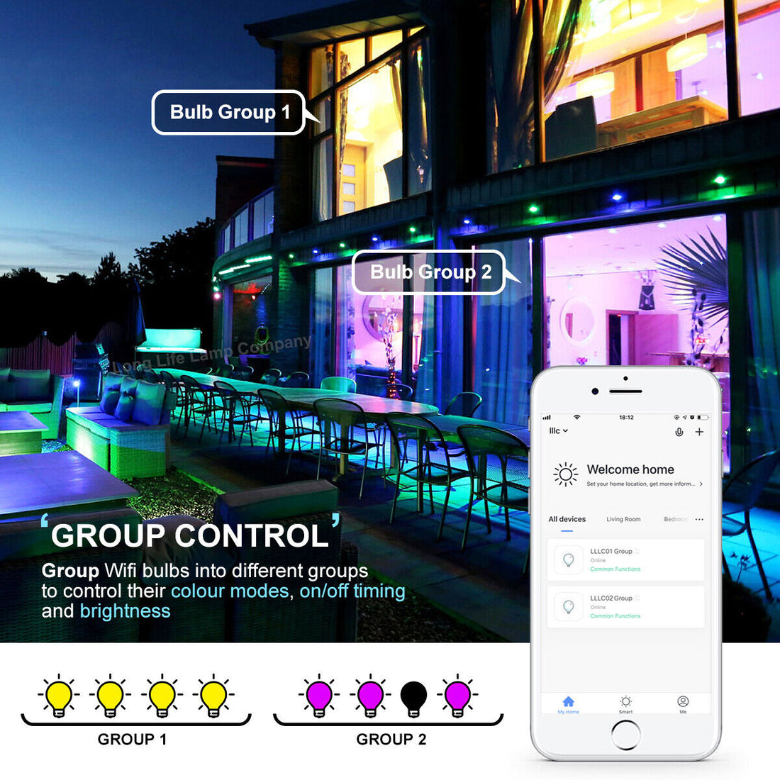 Wifi RGB Smart LED Light Bulb for Apps by Ios Android Amazon Alexa Google Home