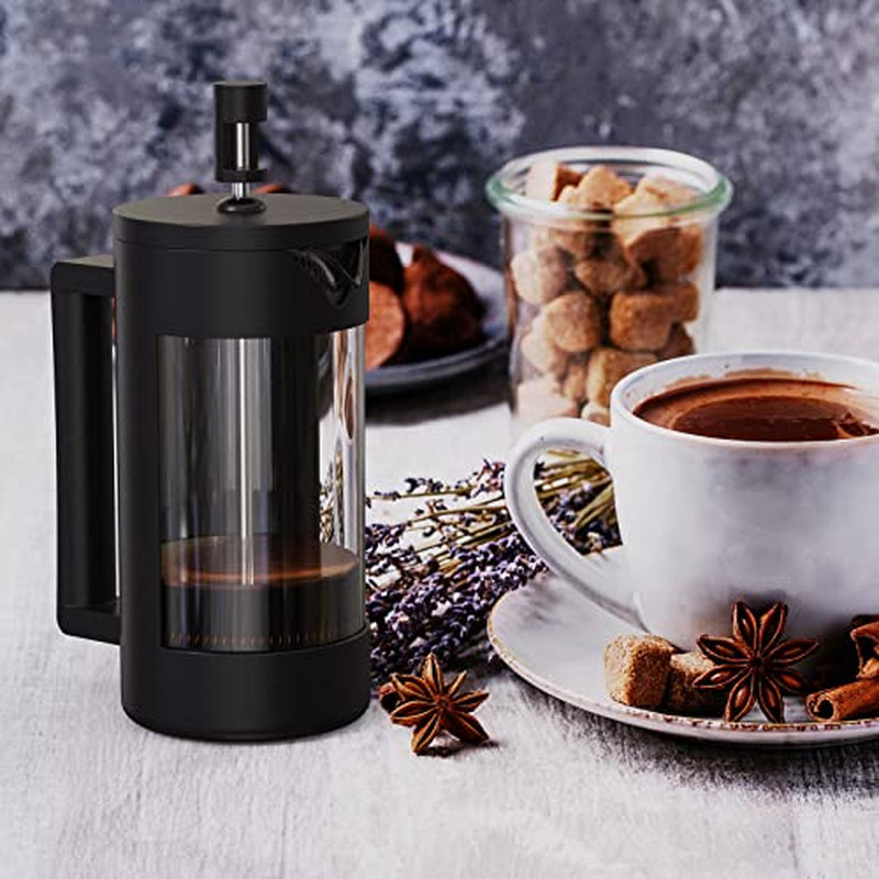 French Press Coffee Maker, Camping Plastic Glass French Coffee Press, Medium Size Tea and Frothed Milk Press,100 Percent BPA Free Prensa Francesa, Rust-Free and Dishwasher Safe,12 Oz & 21 Oz