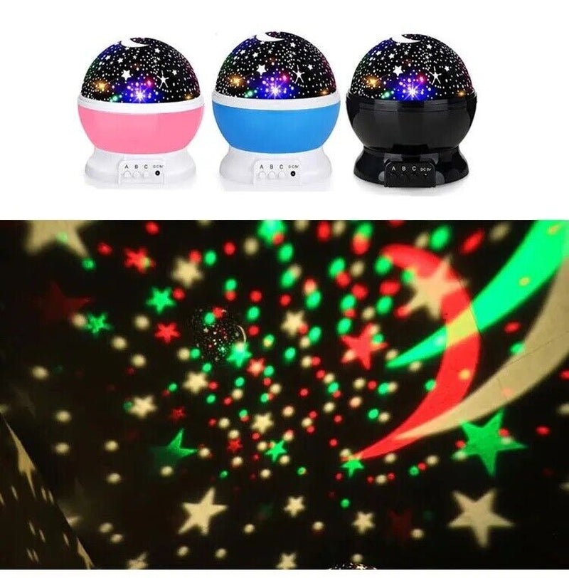 Starry Night Light Projector Star Sky Moon Lamp Kids Bedroom Lights Rotating LED