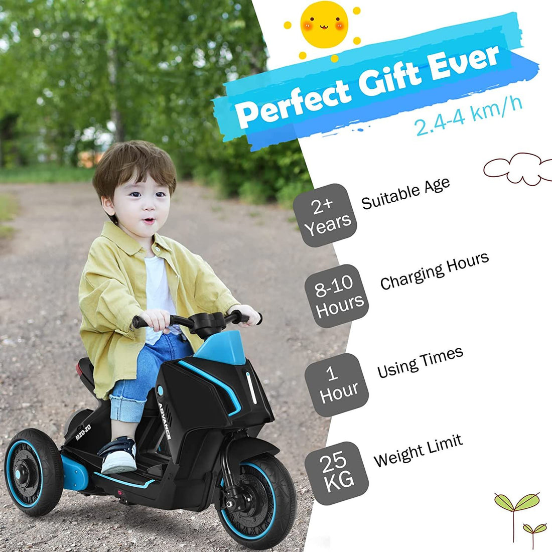 3 Wheels Kids Electric Motorbike with Music