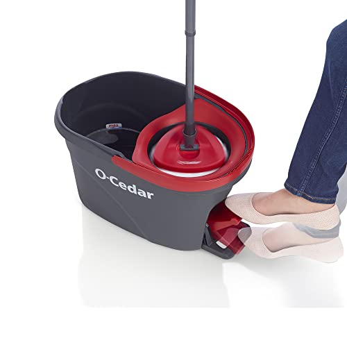 EasyWring Microfiber Spin Mop, Bucket Floor Cleaning System, Red, Gray, Standard