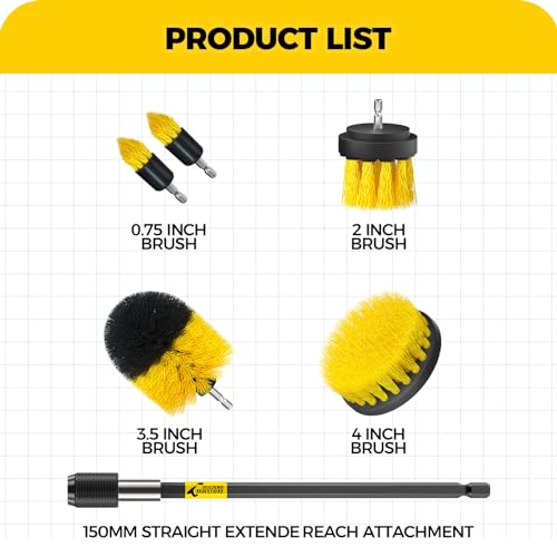 6Pack Cleaning Brush Power Scrubber Cleaning Brush Extended Long