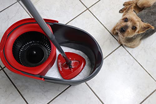 EasyWring Microfiber Spin Mop, Bucket Floor Cleaning System, Red, Gray, Standard