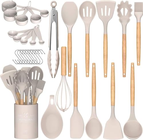 Kitchen Cooking Utensils Set, 33 pcs Non-Stick Silicone Cooking Kitchen