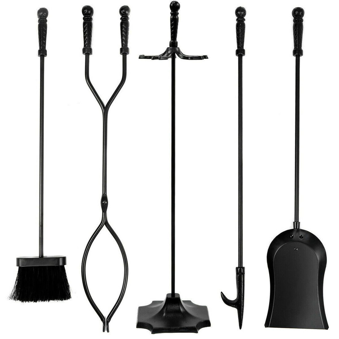 5 PCS Fireplace Tools Set with Stand