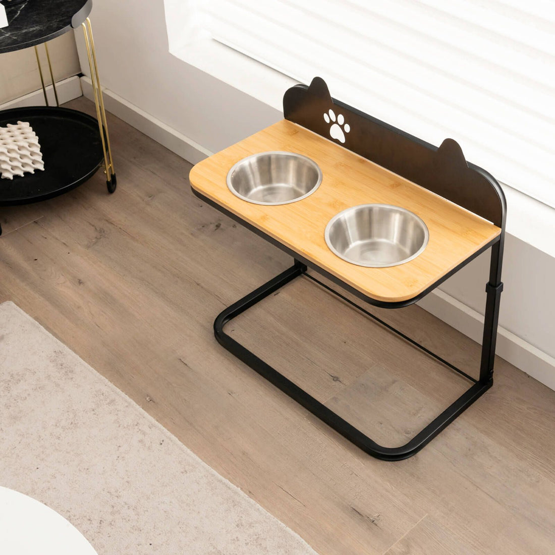 Elevated Dog Bowls Feeder with 3 Heights Adjustable and Marker