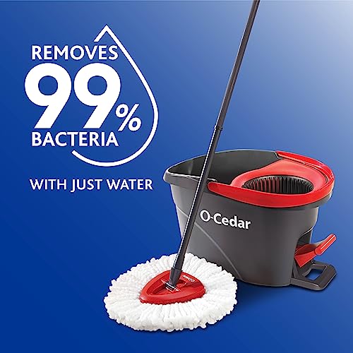 EasyWring Microfiber Spin Mop, Bucket Floor Cleaning System, Red, Gray, Standard