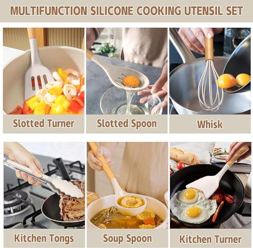 Kitchen Cooking Utensils Set, 33 pcs Non-Stick Silicone Cooking Kitchen