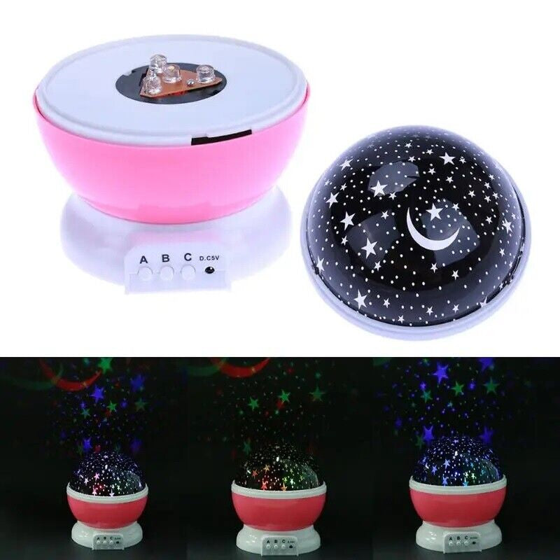 Starry Night Light Projector Star Sky Moon Lamp Kids Bedroom Lights Rotating LED