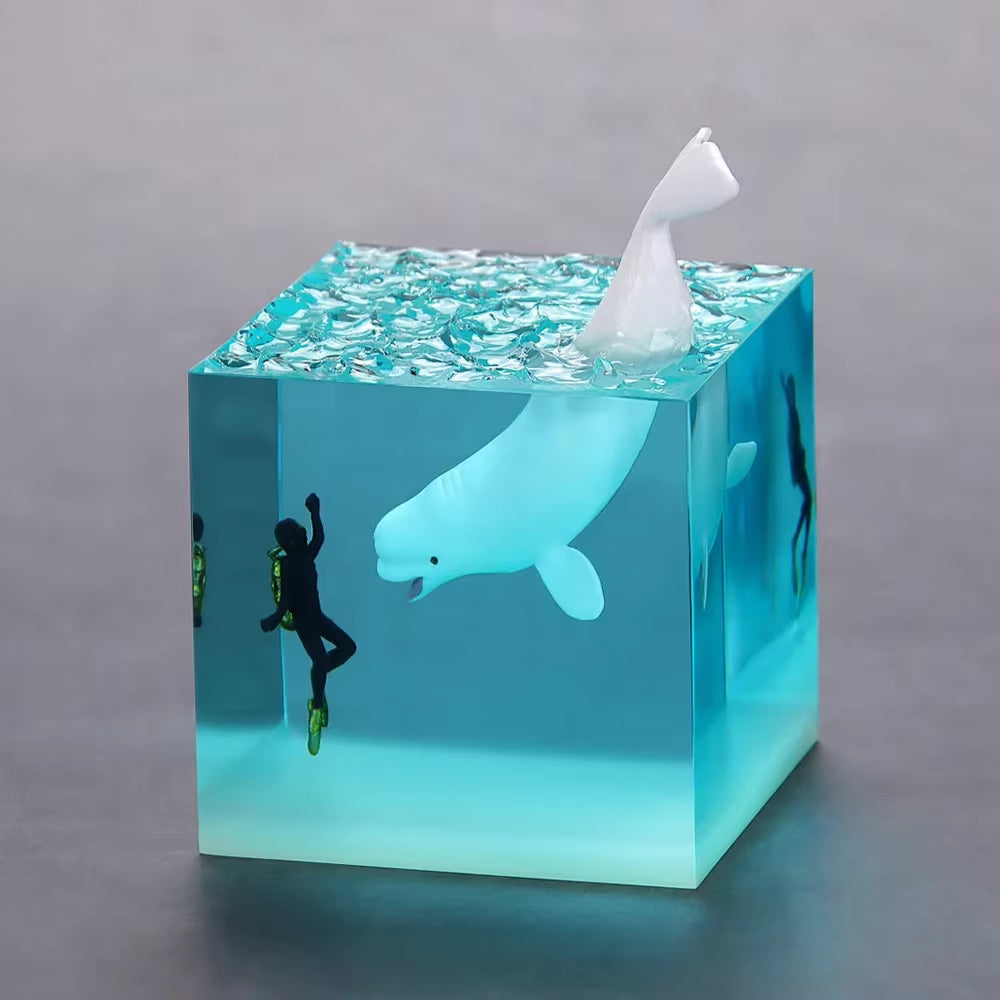 Seabed World Organism Resin Table Light Art Decoration Lamp Shark Sunken Ship Theme Night Light USB Charge Creative Night Light