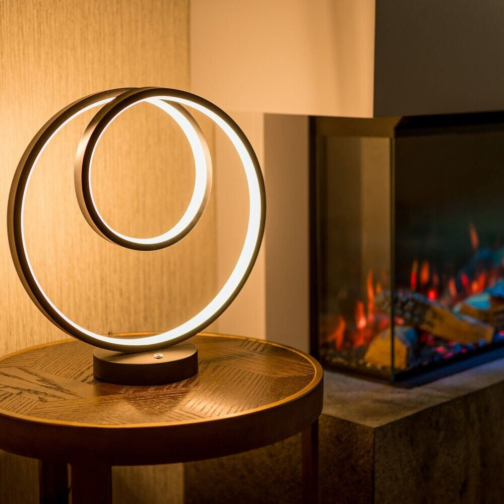 Black Loop Table Lamp Touch Light Integrated LED Warm White Bedside Living Room