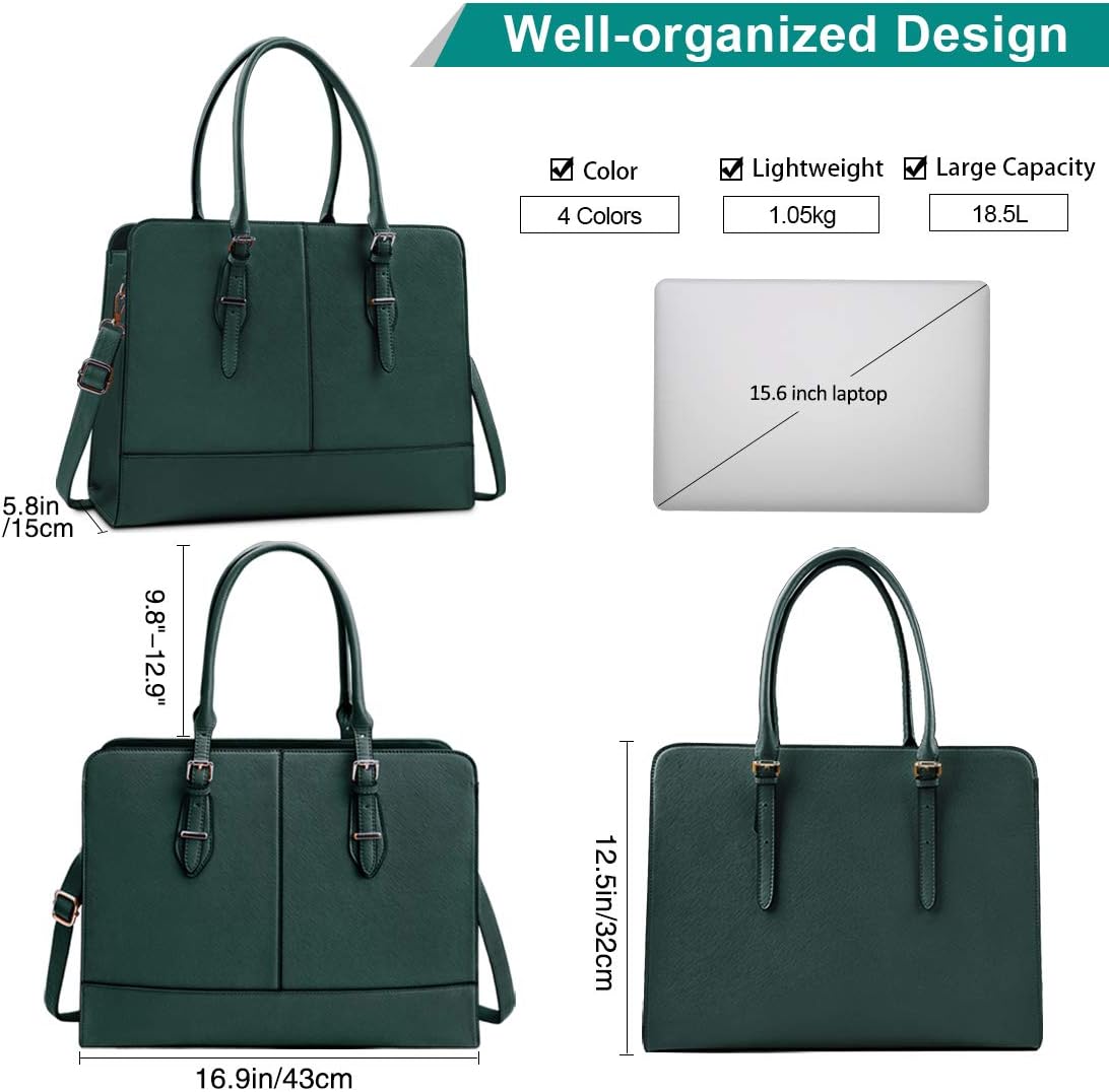 Laptop Bag for Women Leather Work Tote 15.6 Inch Laptop