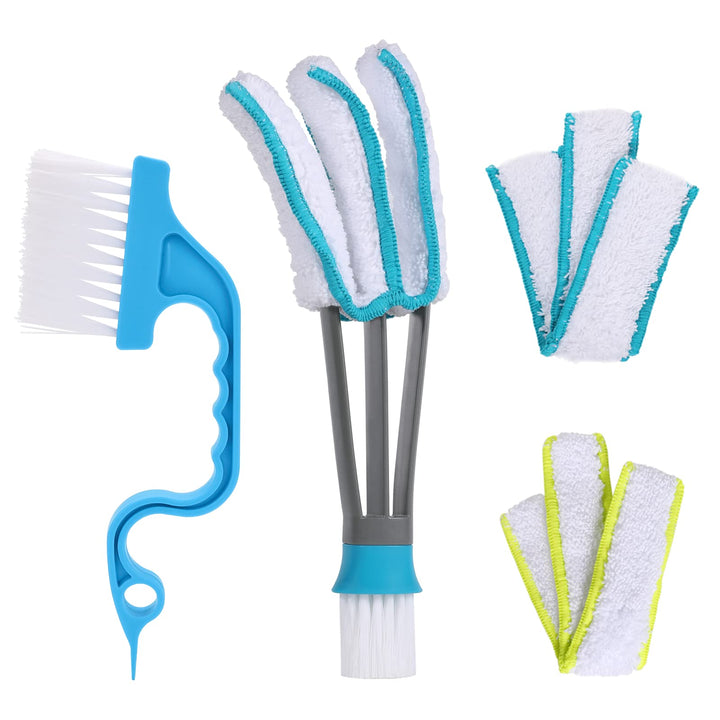 Blind Duster, Blind Cleaner Duster and Brush Kit with 2pcs Removable Microfiber