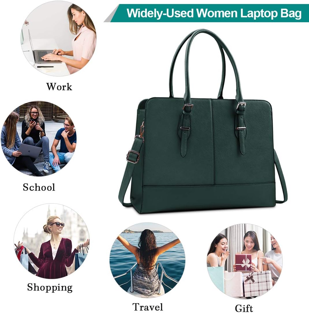 Laptop Bag for Women Leather Work Tote 15.6 Inch Laptop