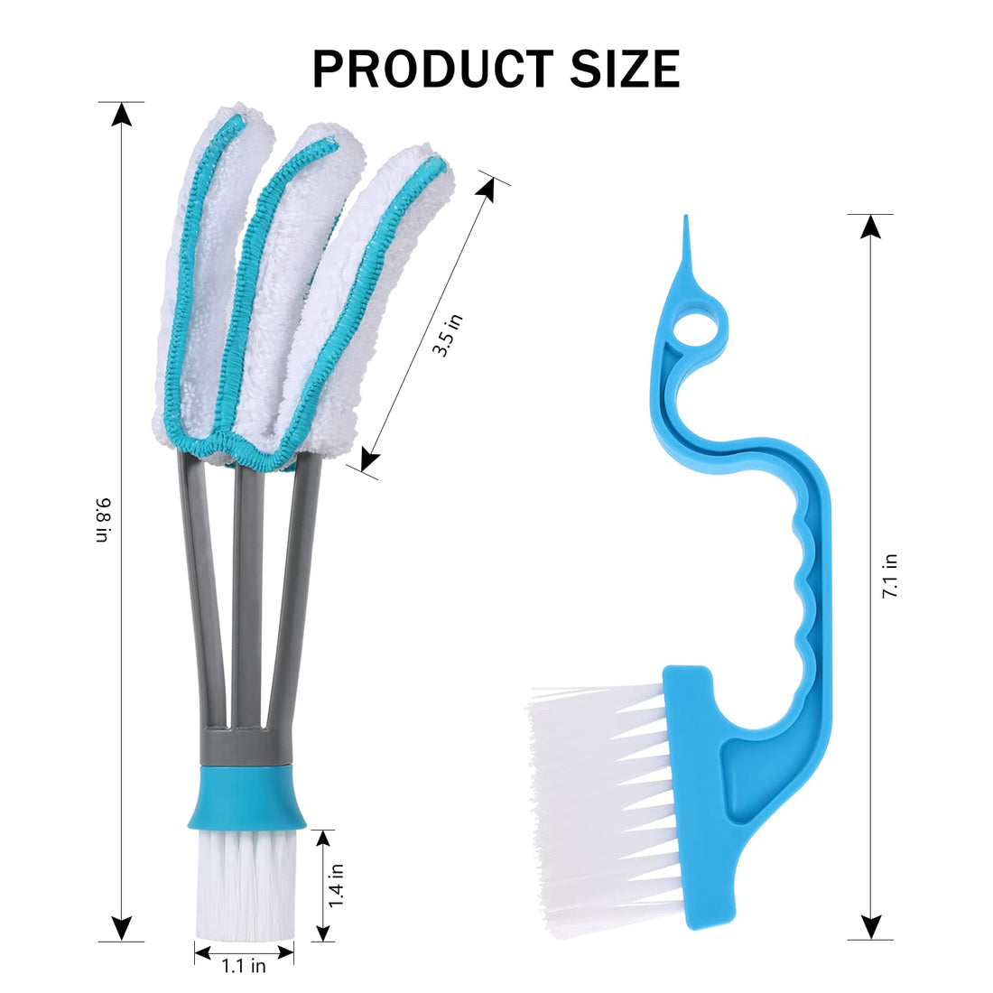 Blind Duster, Blind Cleaner Duster and Brush Kit with 2pcs Removable Microfiber