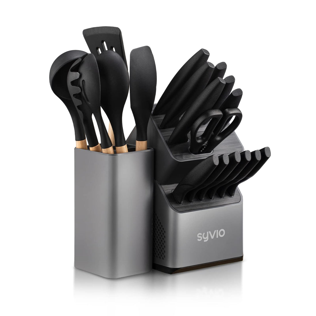 21-in-1 Kitchen Knife Set, Knife Sets with Block and 6 PCS Kitchen Utensils Set