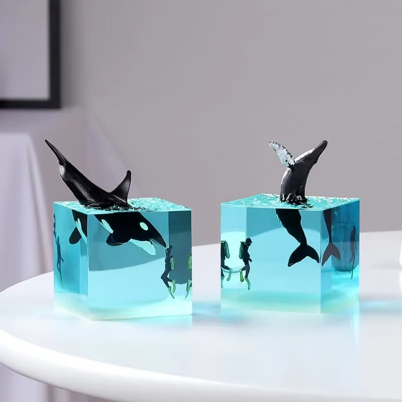 Seabed World Organism Resin Table Light Art Decoration Lamp Shark Sunken Ship Theme Night Light USB Charge Creative Night Light