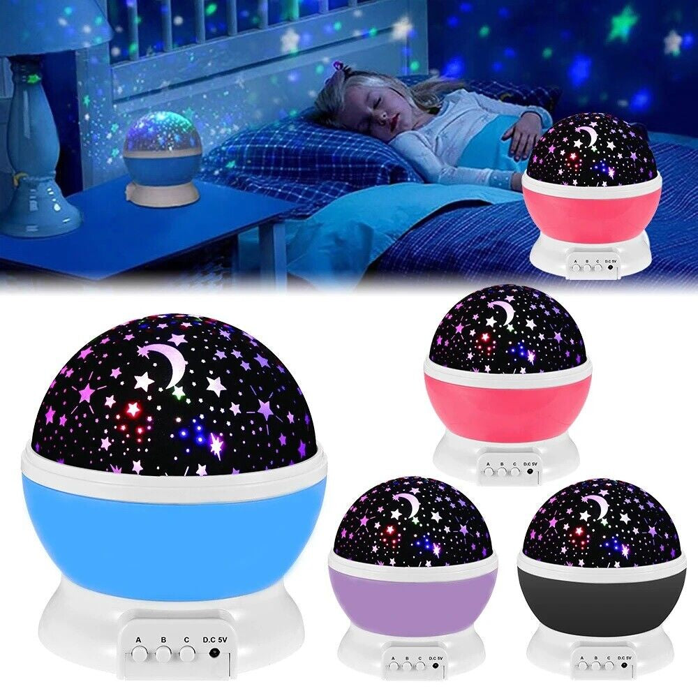 Starry Night Light Projector Star Sky Moon Lamp Kids Bedroom Lights Rotating LED