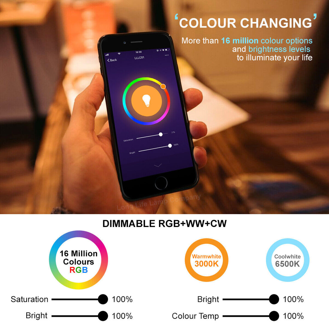 Wifi RGB Smart LED Light Bulb for Apps by Ios Android Amazon Alexa Google Home