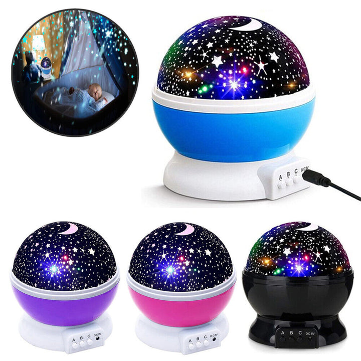 Starry Night Light Projector Star Sky Moon Lamp Kids Bedroom Lights Rotating LED