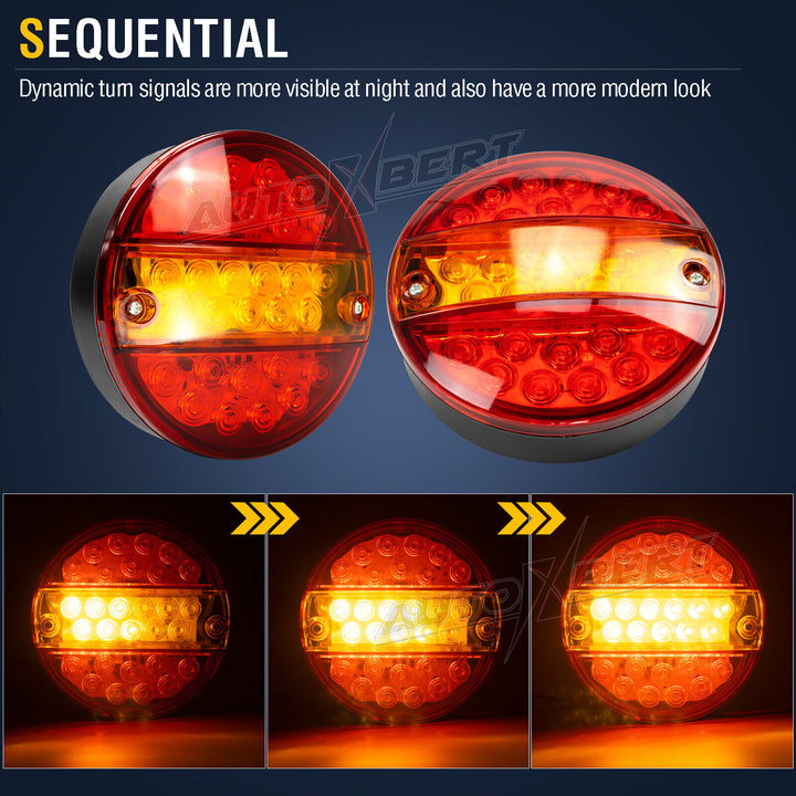 LED REAR round HAMBURGER TAIL LAMP LIGHTS LORRY TRUCK CAR VAN TRAILER BUS 12-24V