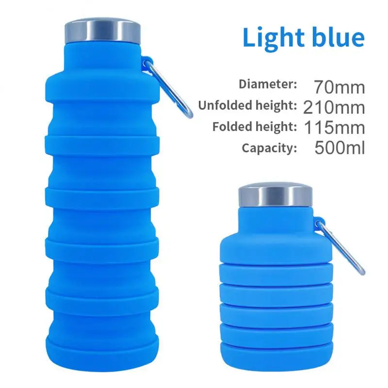 1Pc Collapsible Water Bottle, Reuseable BPA Free Silicone Foldable Bottles Portable Hiking Cup for Outdoor Mountaineering Tours