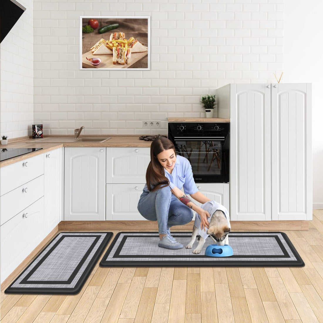 Kitchen Mat [2 PCS] Cushioned Anti-Fatigue Non-Skid Waterproof Rugs