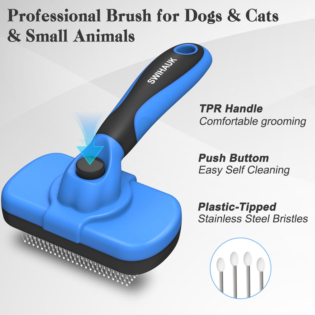 Cleaning Slicker Brush - Skin Friendly Deshedding Grooming Tool for Dogs