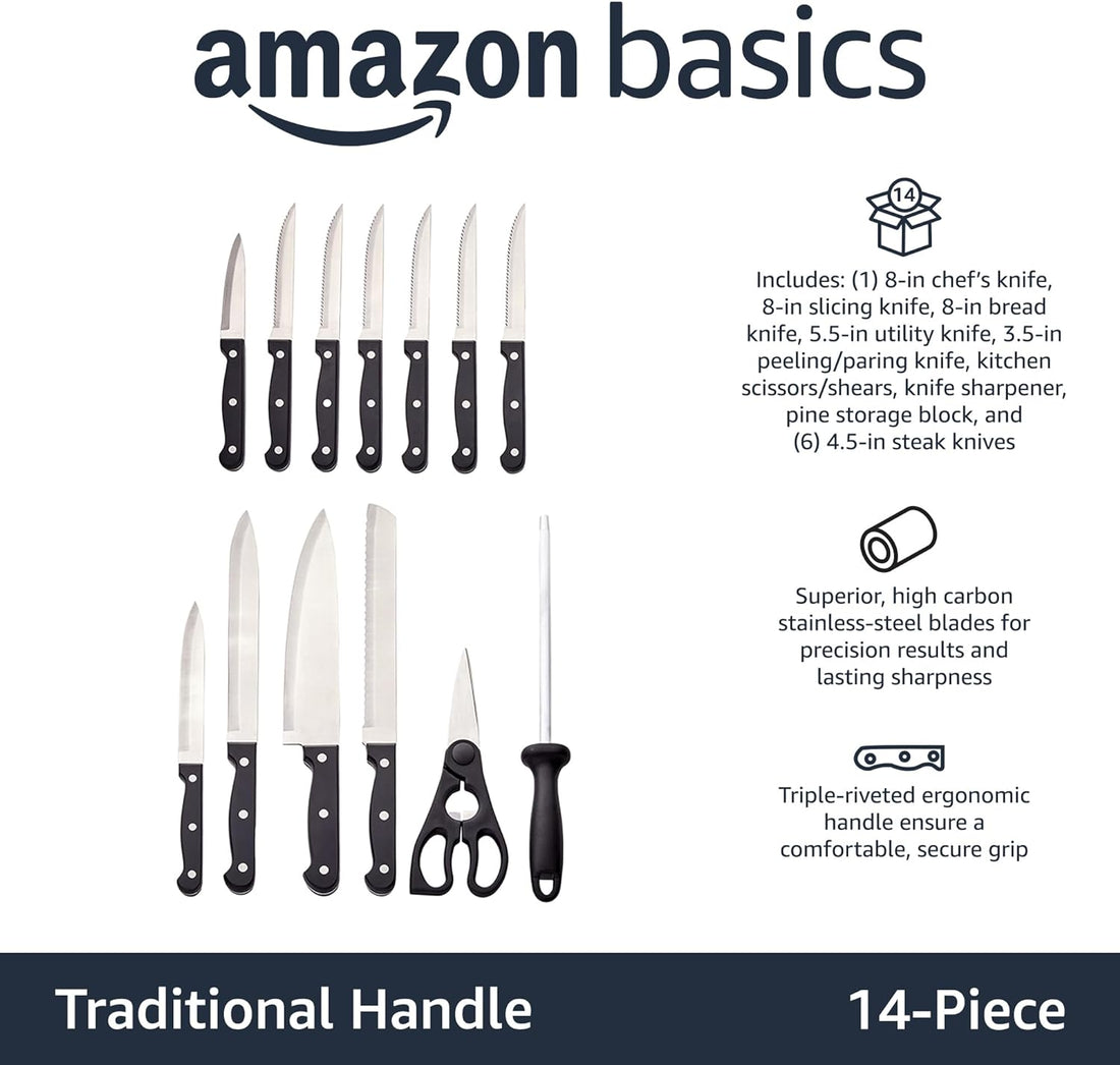 14-Piece Kitchen Knife Set with High-Carbon Stainless-Steel