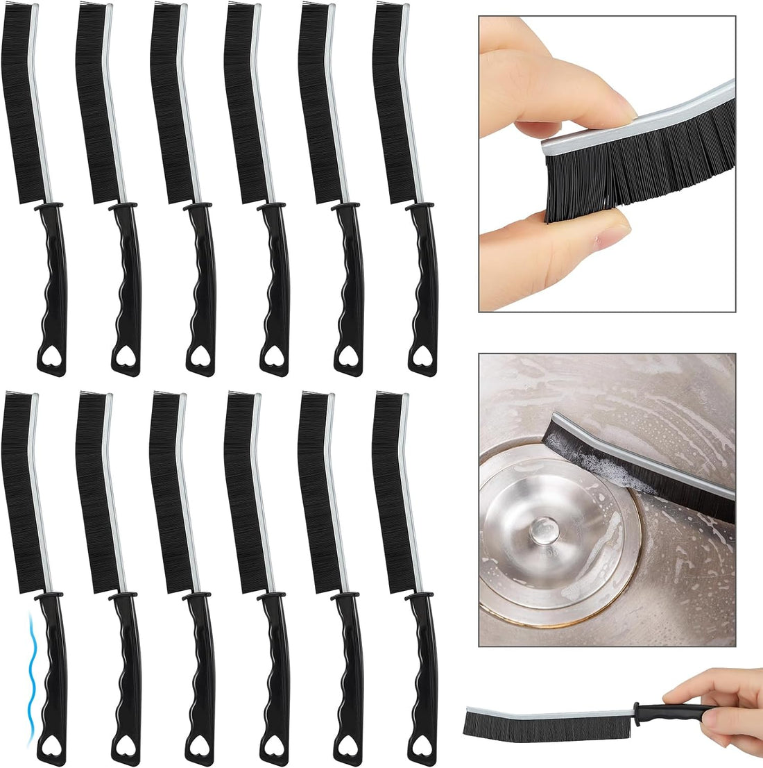 12-Pack Hard Bristle Crevice Cleaning Brush Set – Multifunctional Bathroom & Kitchen