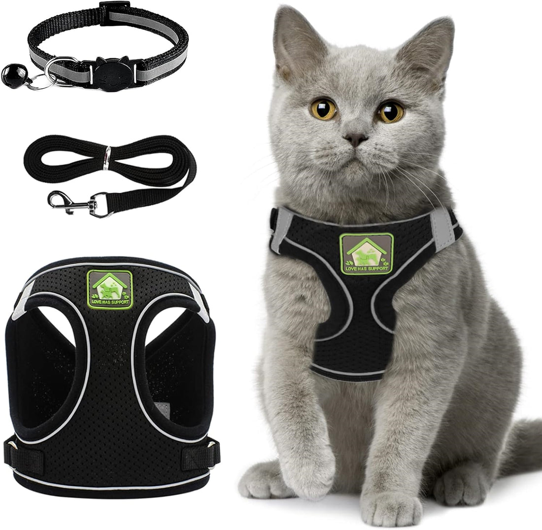 Cat Collars Harnesses and Lead Set Kitten Walking Escape Proof Adjustable Lead