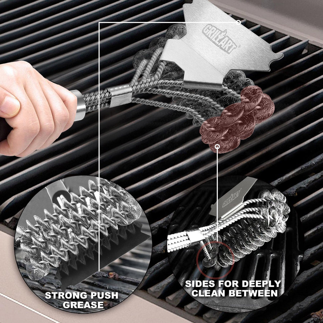 GRILLART Grill Brush and Scraper Bristle Free - Safe Brush for Grill -Stainless