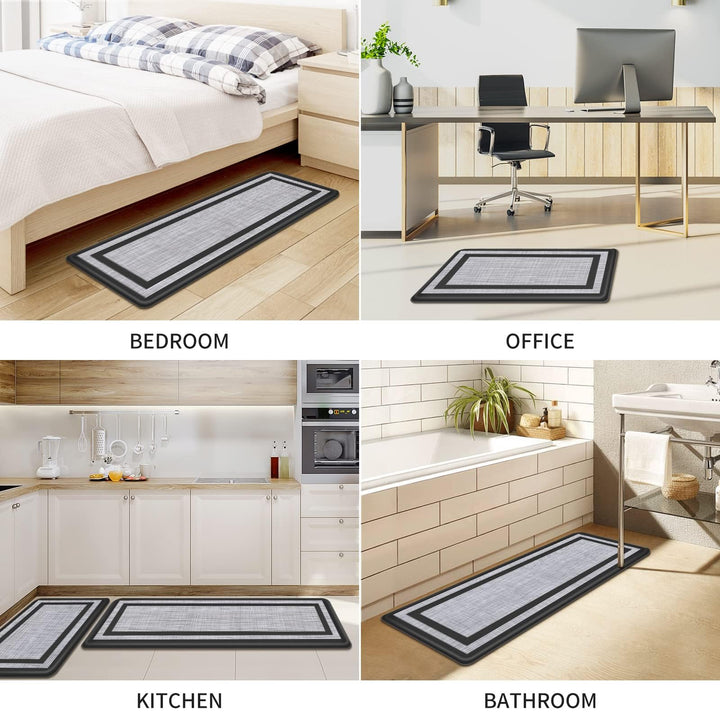 Kitchen Mat [2 PCS] Cushioned Anti-Fatigue Non-Skid Waterproof Rugs