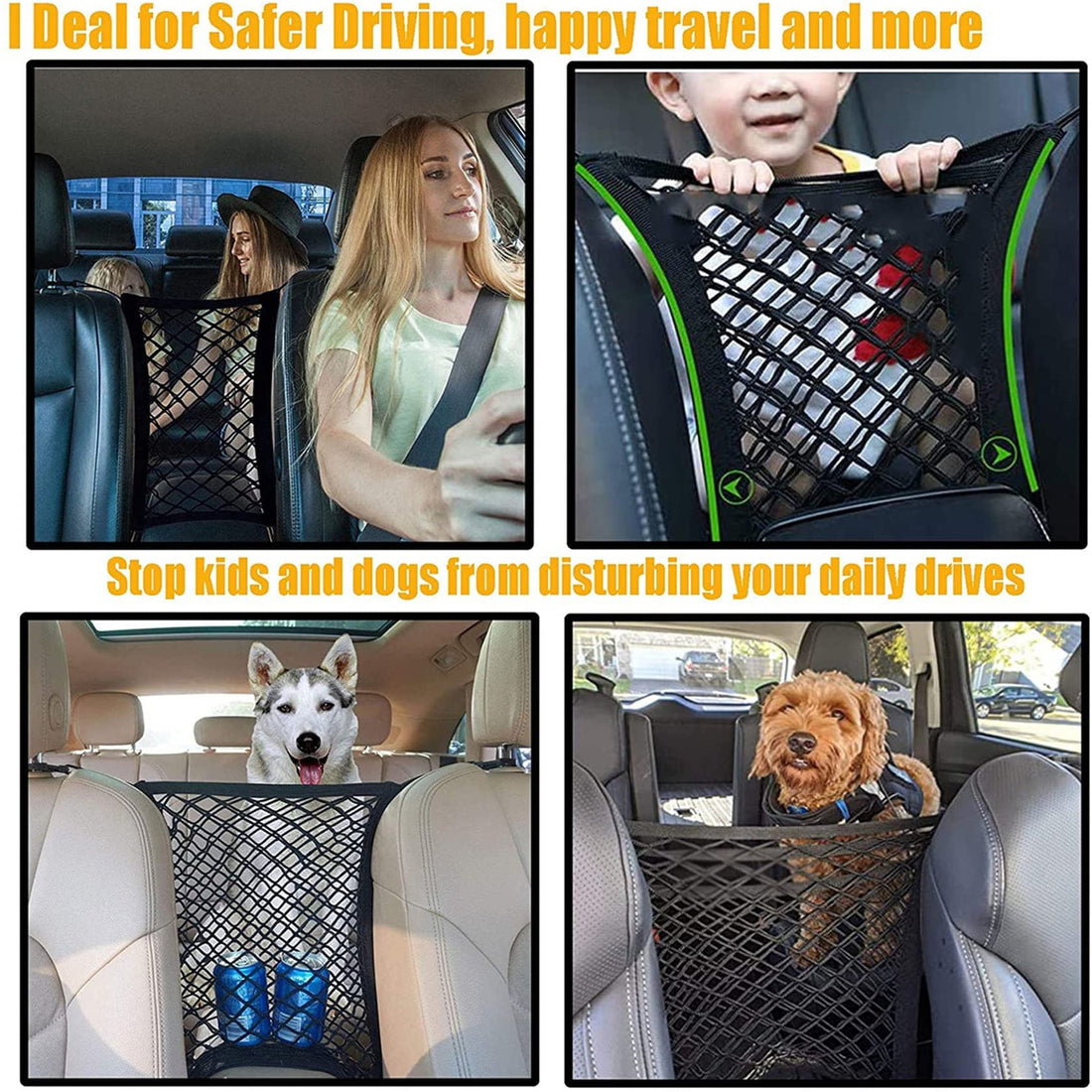 Dog Car Net Barrier Pet Barrier with Auto Safety Mesh Organizer Baby