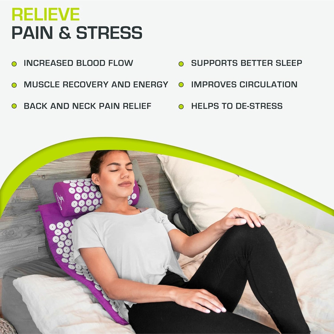 Acupressure Mat and Pillow Set for Back/Neck Pain Relief