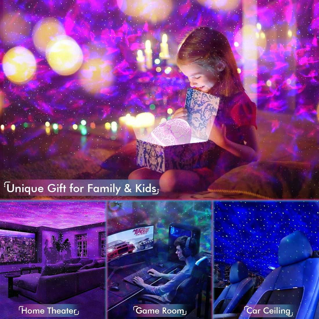 Star Projector, Galaxy Projector for Bedroom, Remote Control & White Noise