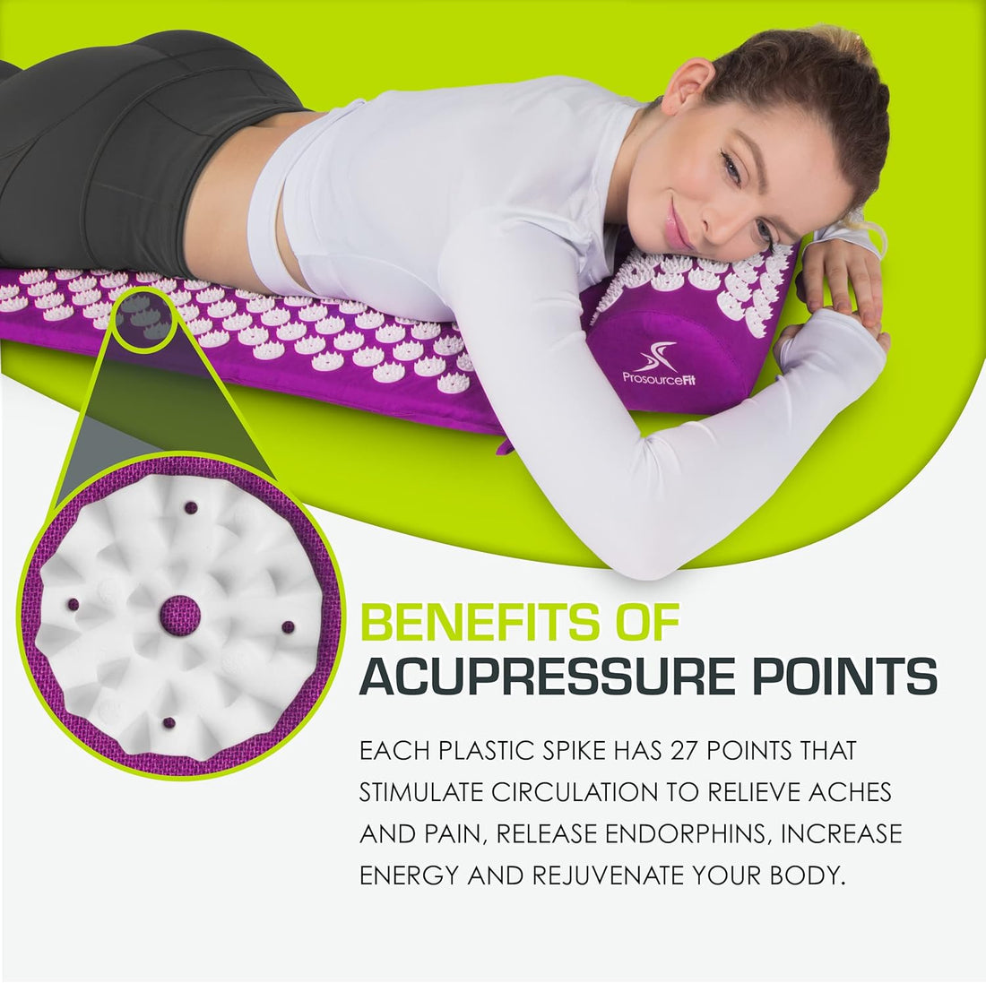 Acupressure Mat and Pillow Set for Back/Neck Pain Relief