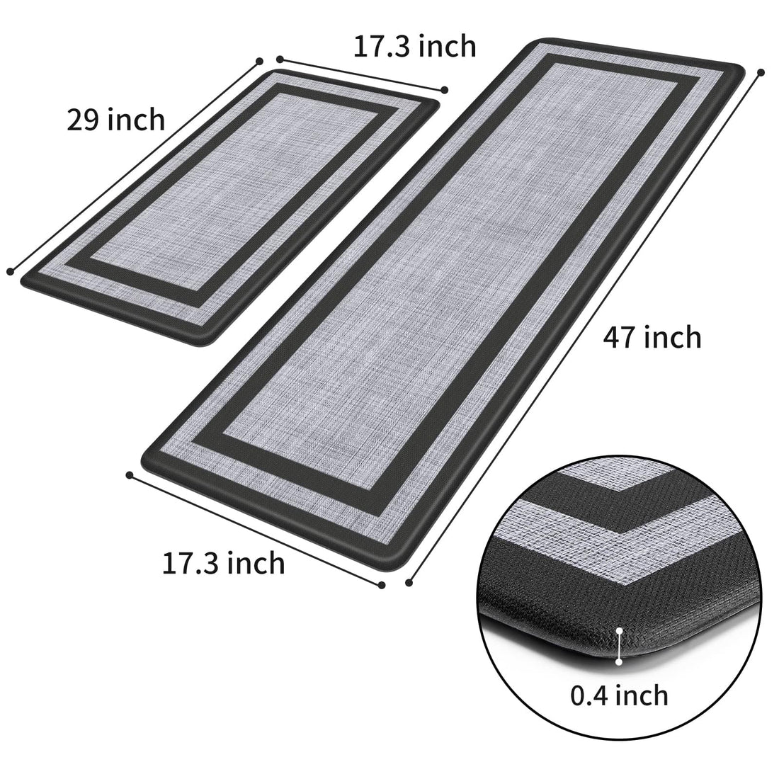 Kitchen Mat [2 PCS] Cushioned Anti-Fatigue Non-Skid Waterproof Rugs