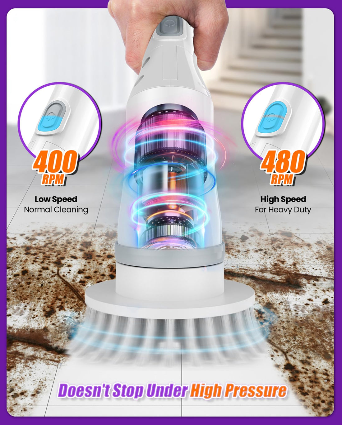 Electric Spin Scrubber, Cordless Cleaning Brush  Bathroom Tub Tile Floor Car