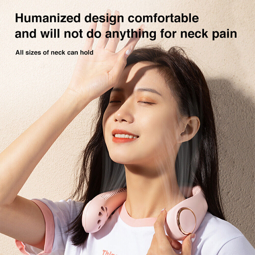 Portable Handsfree Mini Neck Fan USB Rechargeable Personal Hanging Cooler Travel