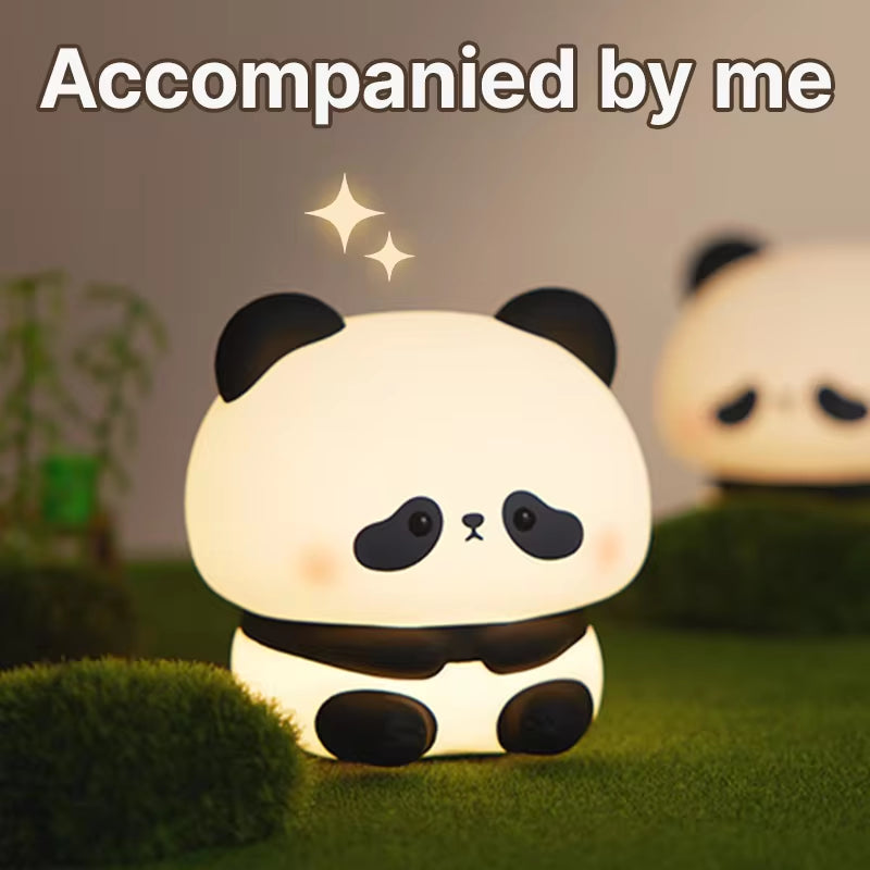 Panda LED Night Light Cute Silicone Night Light USB Rechargeable Touch Night Lamp Bedroom Timing Lamp Decoration Children'S Gift