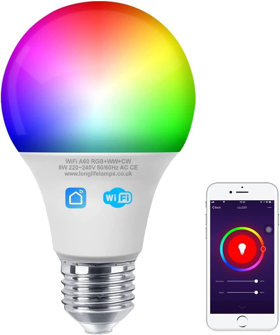 Wifi RGB Smart LED Light Bulb for Apps by Ios Android Amazon Alexa Google Home