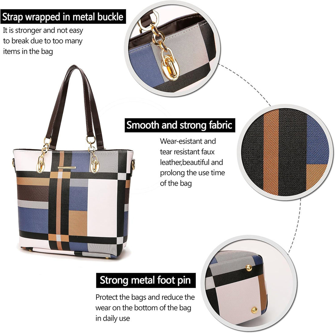 Elegant 6-Piece Women's Handbag Set – Tote, Satchel, Shoulder Bag & Clutch