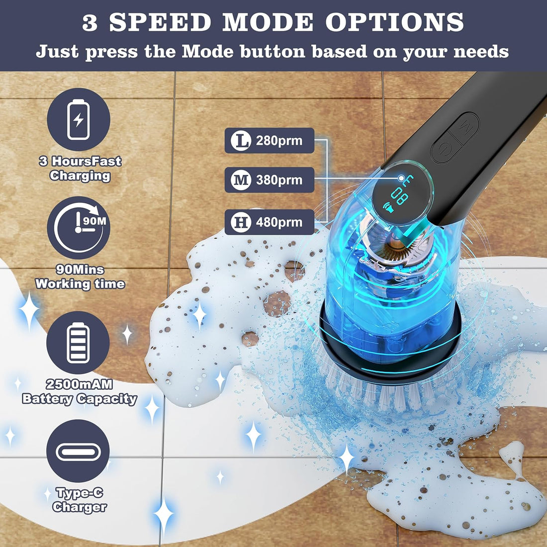 Cordless Electric Spin Scrubber with 8 Brush Heads