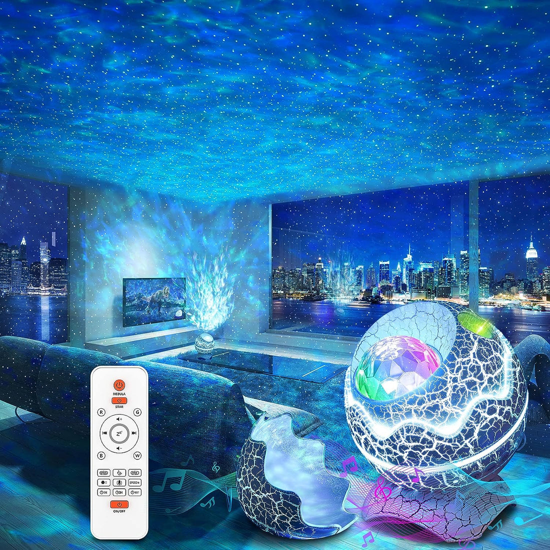 Star Projector, Galaxy Projector for Bedroom, Remote Control & White Noise