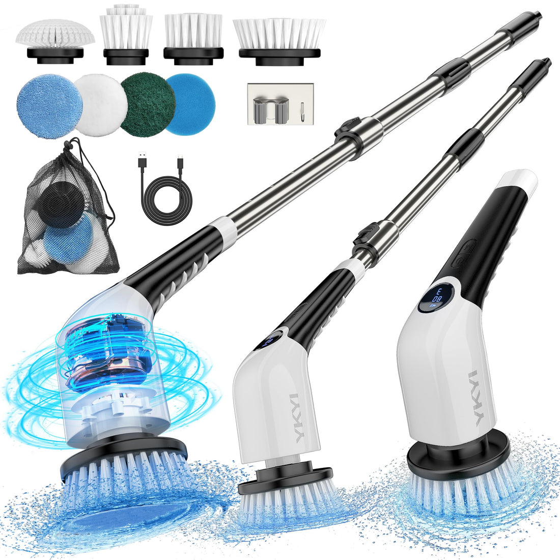 Cordless Electric Spin Scrubber with 8 Brush Heads